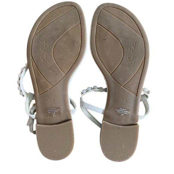 Marc Fisher Women's Pearl Embellished White Sandals 8.5 Resortwear Wedding Beach - Picture 8 of 11